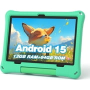 Callsky 10.1 inch Android 15 Kids Tablet, 12GB+64GB, 10-Hour Battery, Parental Controls, Google Kids Space, Blue