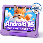 Callsky 10.1 inch Android 15 Kids Tablet, ABCmouse Authorized Learning App, 12GB+64GB, 8-Hour Battery, Parental Controls, Google Kids Space, Purple