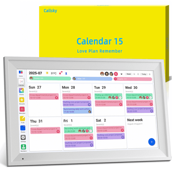 Callsky 15.6 Inch Digital Calendar WiFi Smart Digital Calendar Planner & Chore Chart, 1080P FHD Interactive Touchscreen Digital Picture Frame, Display for Family Schedules and All Apps Full Free