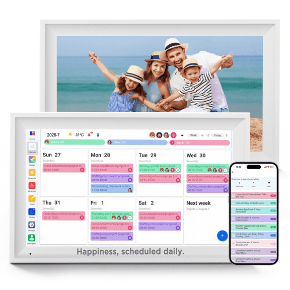 Callsky 15.6" Digital Calendar, Smart Family Wall Planner & Interactive Chore Chart, Real-Time Schedule Sync, 1080P Touchscreen Photo Frame