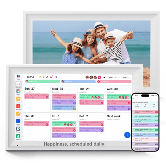 Callsky 15.6" Digital Calendar, Smart Family Wall Planner & Interactive Chore Chart, Real-Time Schedule Sync, 1080P Touchscreen Photo Frame