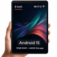 thumbnail image 1 of Callsky 8-Inch Tablet, Android 15, 12GB RAM + 64GB ROM, WiFi 6, Anti-Glare HD IPS, Grey, 1 of 8
