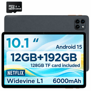 Callsky Tablet 10.1 Octa-core Processor Android 15 Tablet with 12GB RAM 192GB ROM (Expand to 2TB) 1280x800 IPS HD Display 6000mAh WiFi 6/BT 5.4 Deepgray