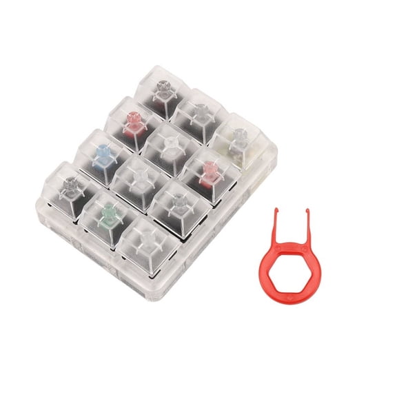 Callstick Acrylic Keyboard Tester 12 Clear Plastic Key Caps Sampler for Cherry Mx Switches,1 x 12 test shaft 1 x (random color, Specified color is not accepted)
