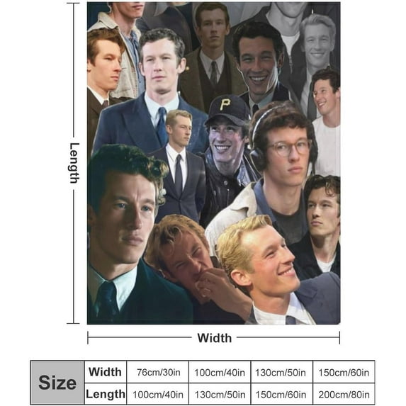 Callum Turner Blanket Handsome #1 Super Soft Throw Blanket Silky Flannel Lightweight for Sofa, Bed Blanket All Season Use 40""*50"" (100 * 130cm), Style-2