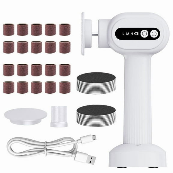 Callus Remover Electric Foot File, Rechargeable Pedicure Tool, 3-in-1 Foot Care Device with 6 Speeds and Wireless USB Charging, Gentle Glass Heads for Sensitive Skin, Ergonomic and Portable Design