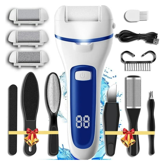 Callus Remover for Feet, 13-in-1 Professional Pedicure Tools Foot Care Kit, Foot Scrubber Electric Feet File Pedi for Hard Cracked Dry Dead Skin, 3 Rollers, 2 Speed, Battery Display (Black)