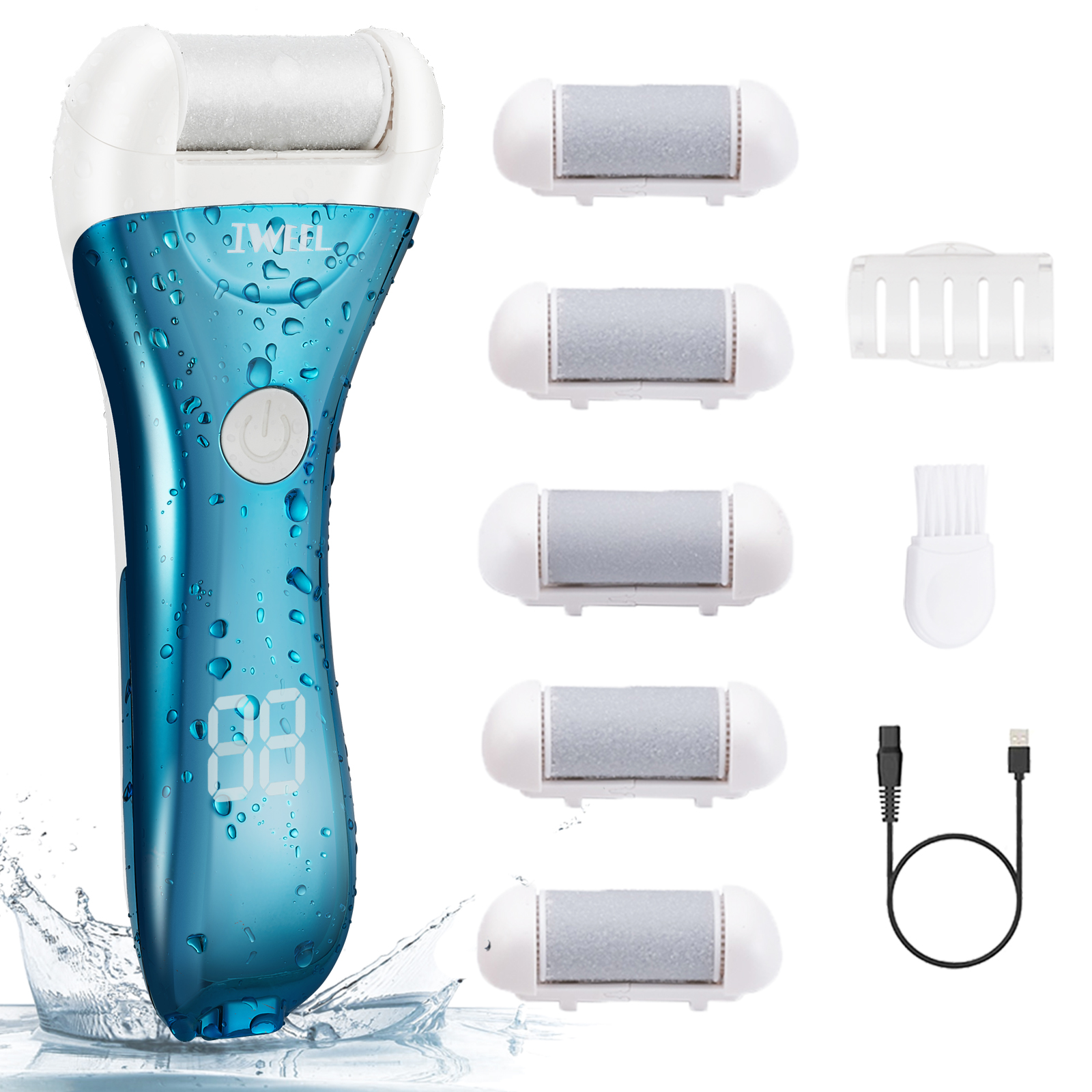 Callus Remover for Feet, Electric Foot File Rechargeable Foot Scrubber Pedicure Tools for Feet Electronic Callus Shaver Waterproof Pedicure kit for Cracked Heels and Dead Skin with 5 Roller Heads - image 1 of 7