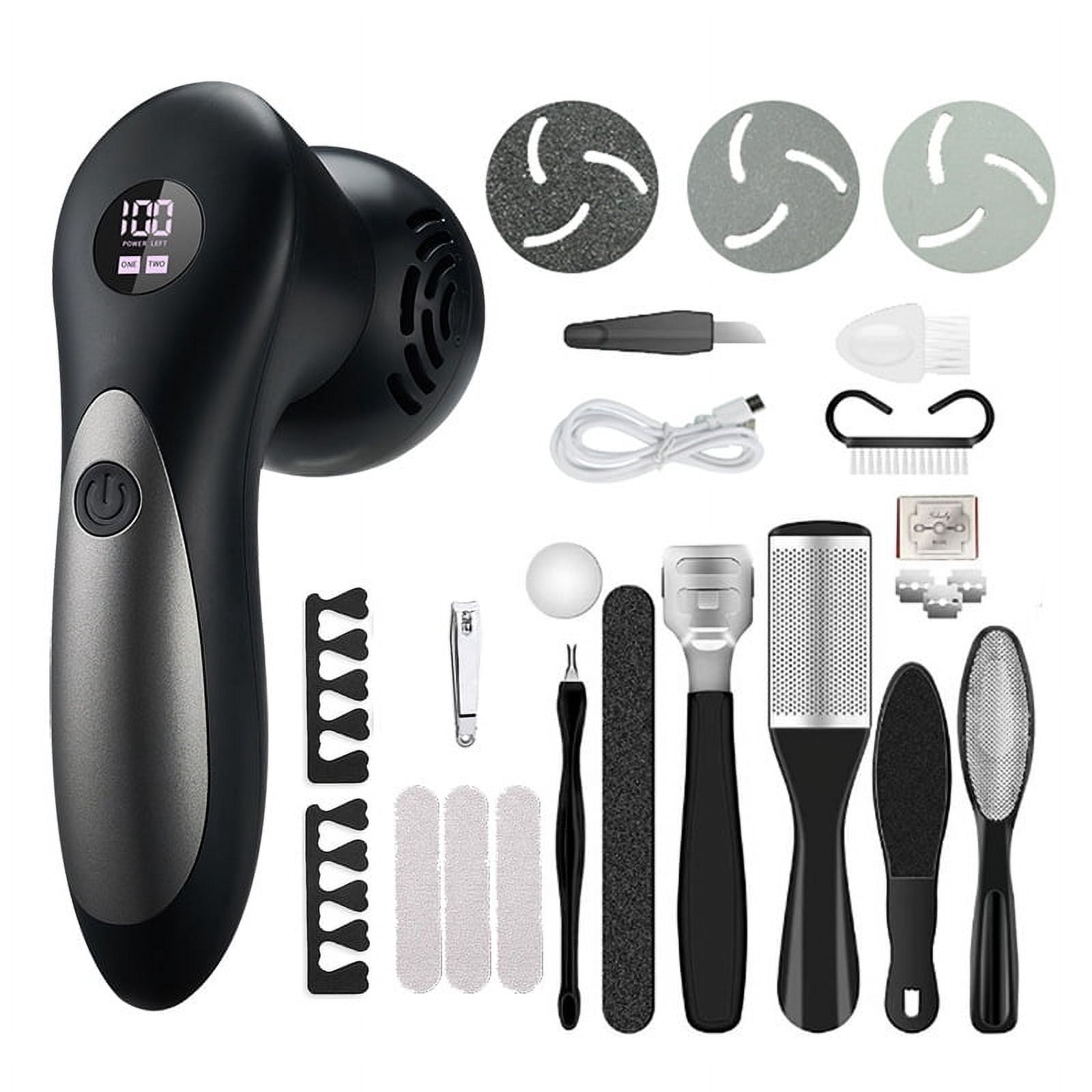 Callus trimmer, foot care, electric foot grinder, pedicure device, intelligent digital display and dual-speed adjustment, easy to clean and washable.