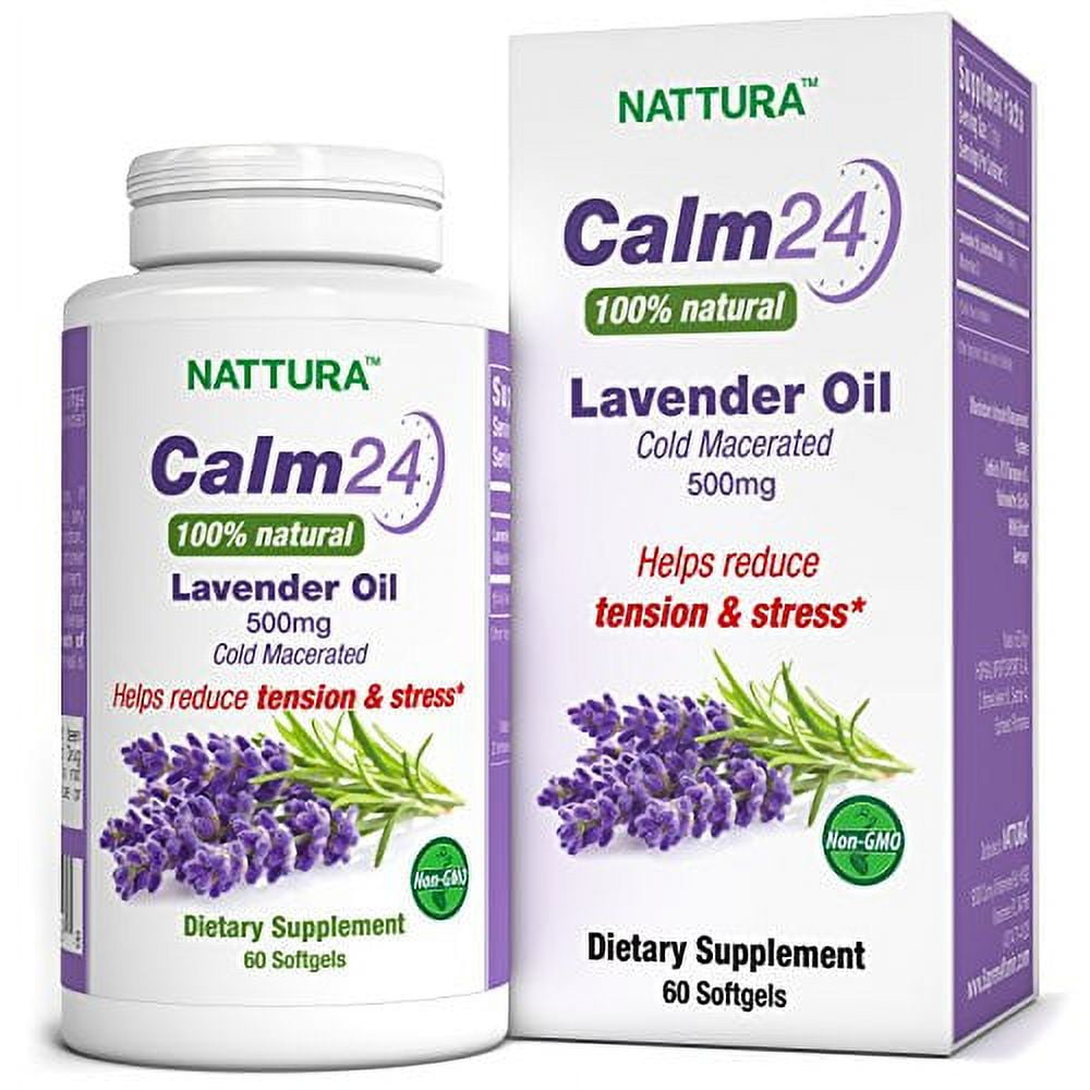 Calm Aid Lavender Oil Pills 500mg 60 Softgels 100 Natural, Helps
