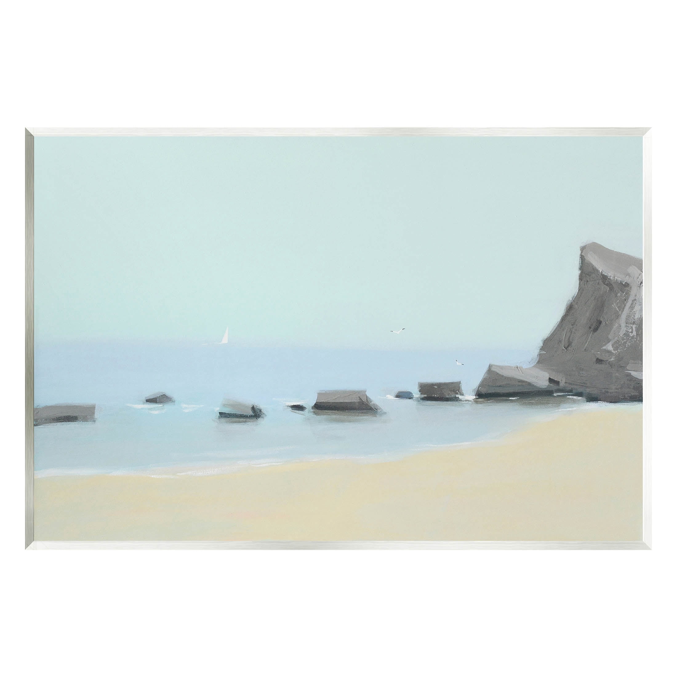 Calm Beach Shore Rocks Coastal Graphic Art Unframed Art Print Wall Art
