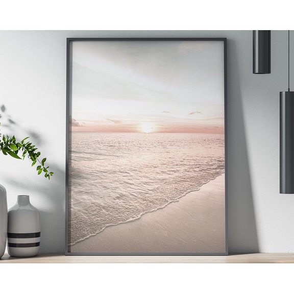 Calm Beach Sunset Poster, Poster Print, Wall Decor, Calm Beach, Sunset, Beach Art, Coastal Art Nature Art, Minimalist Design Wall Art, Modern Wall Decor, 16x24 UNFRAMED