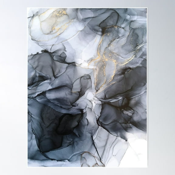 Calm But Dramatic Light Monochromatic Black & Grey Abstract Poster Wall Art, Modern Wall Decor For Living Room Bedroom, 24x36 UNFRAMED