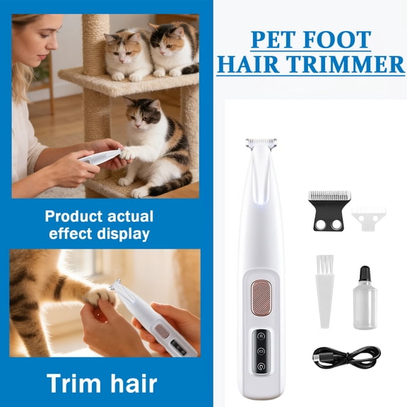 Calm Clippers Pet Micro Precision Trimmer, Ultra-Low Noise Waterproof Rechargeable With Led Light, For Small Dogs Face Ears Paws Trimming