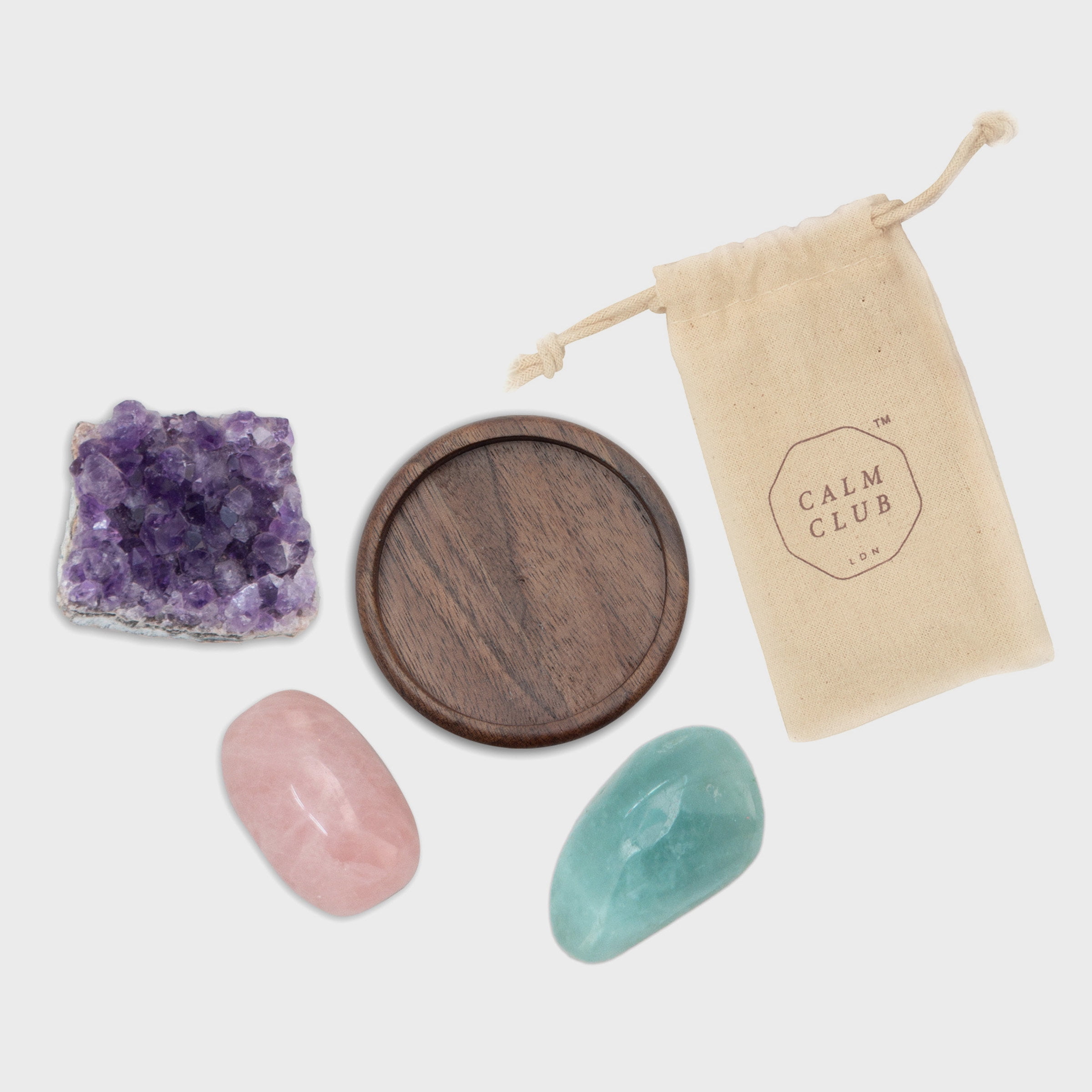 Calm Club | Healing Crystals | Calming Crystals And Healing Stones | Chakra Crystals & Meditation Accessories | Spiritual Gifts For Women | Includes Rose Quartz Crystal, Aquamarine & Amethyst Geode