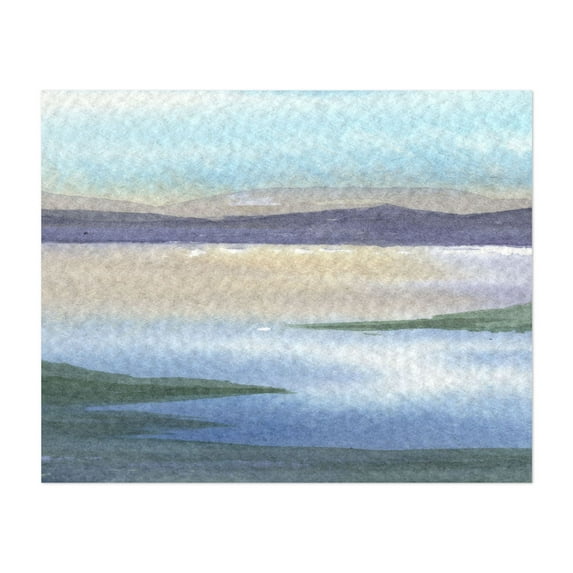 Calm Contemporary Landscape Watercolor by Irina Sztukowski - Italy Painting Watercolor Landscape Lake Nature Minimalist Calm Scenic Unframed Wall Art Print 11 x 14 inches