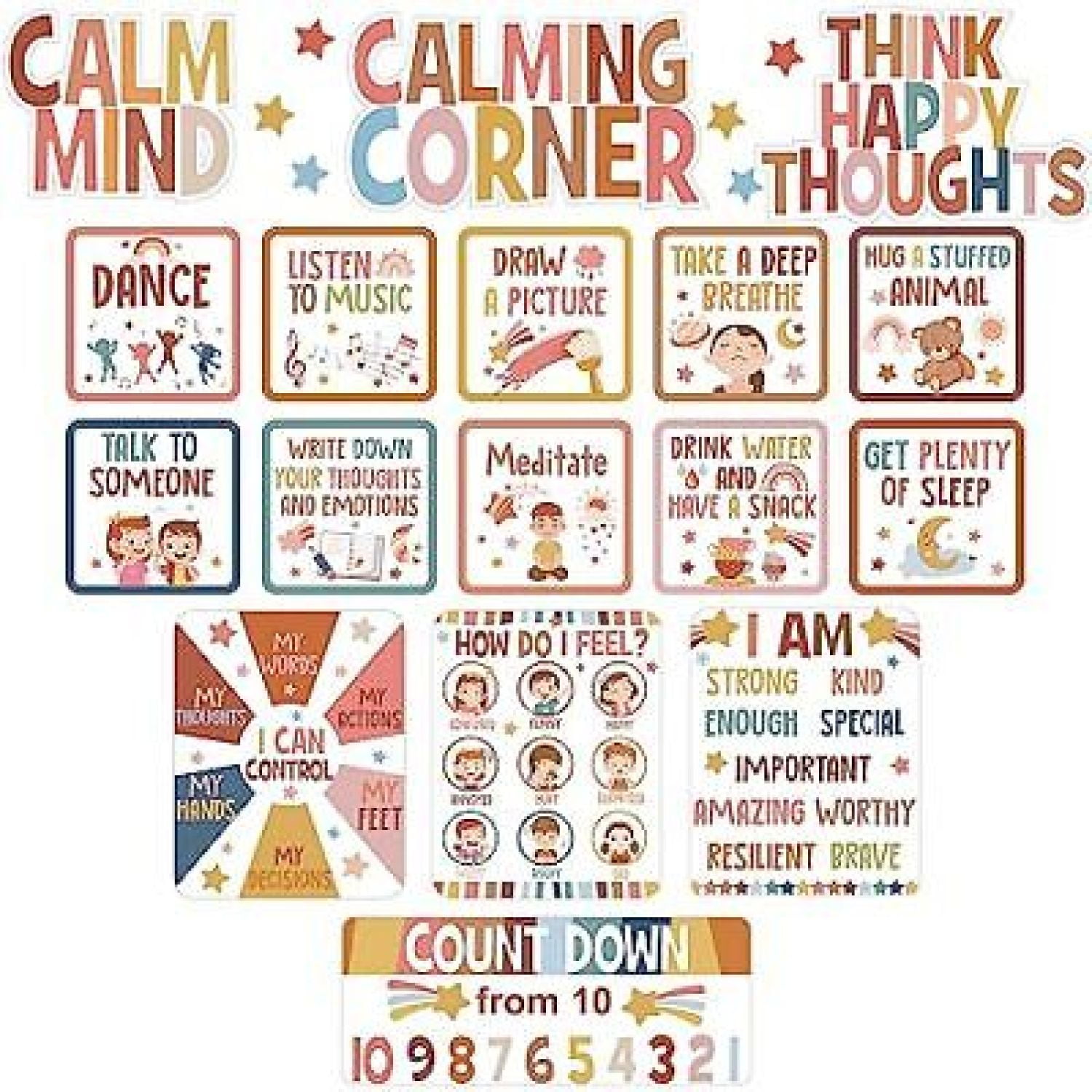 Calm Down Corner Bulletin Board Set for Classroom Decoration Feelings