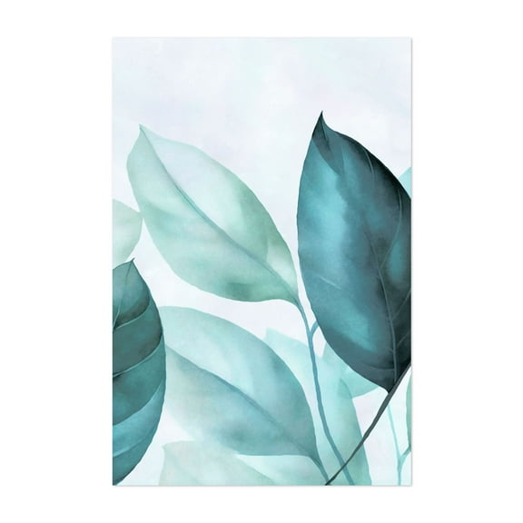 Calm Emerald Foliage - Painting Botanical Floral Minimalist Nature Abstract Pastel Tropical Unframed Wall Art Print 5 x 7 inches