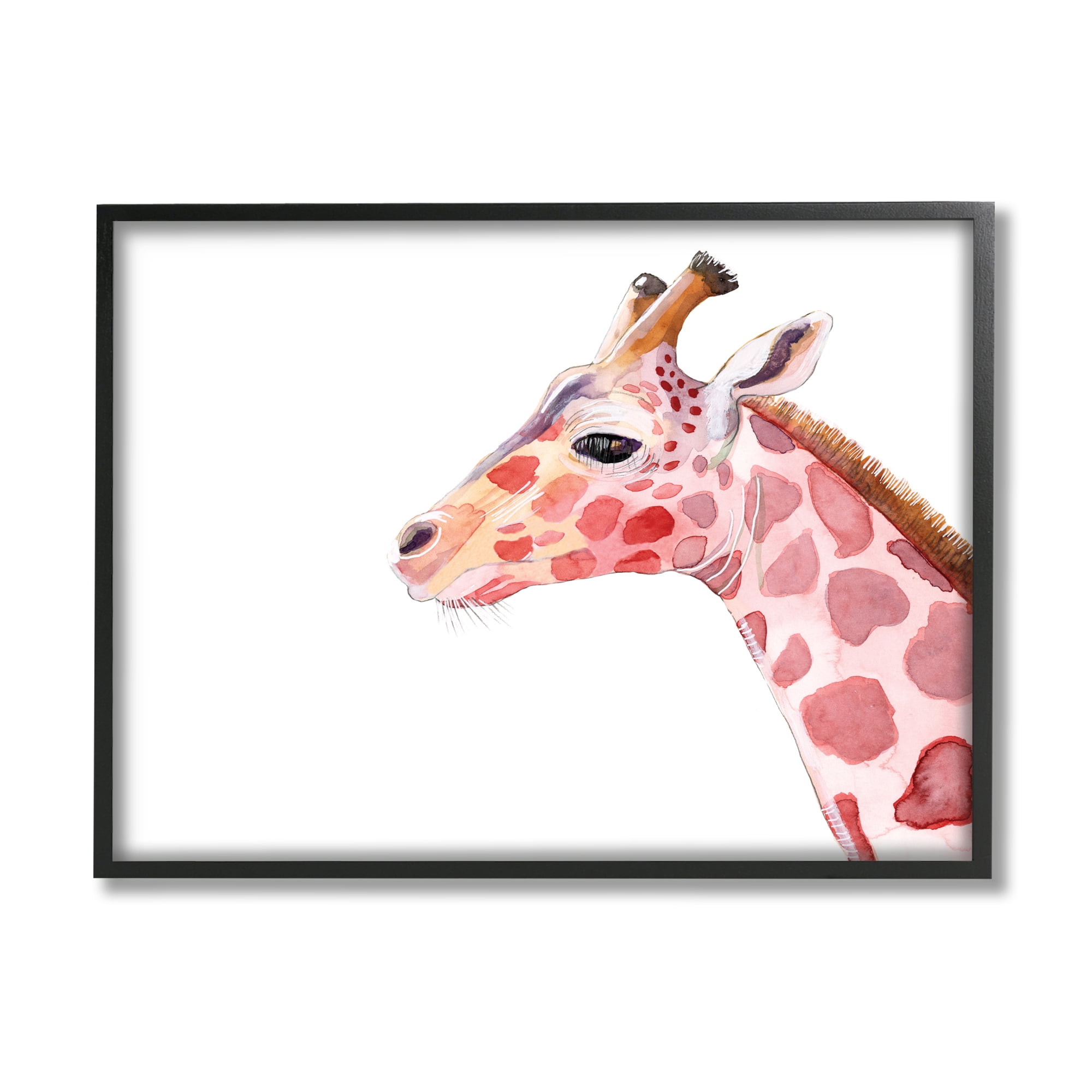 Stupell Industries Calm Giraffe Portrait Red Brown Safari Animal,11 x 14,Designed by Alicia Ludwig