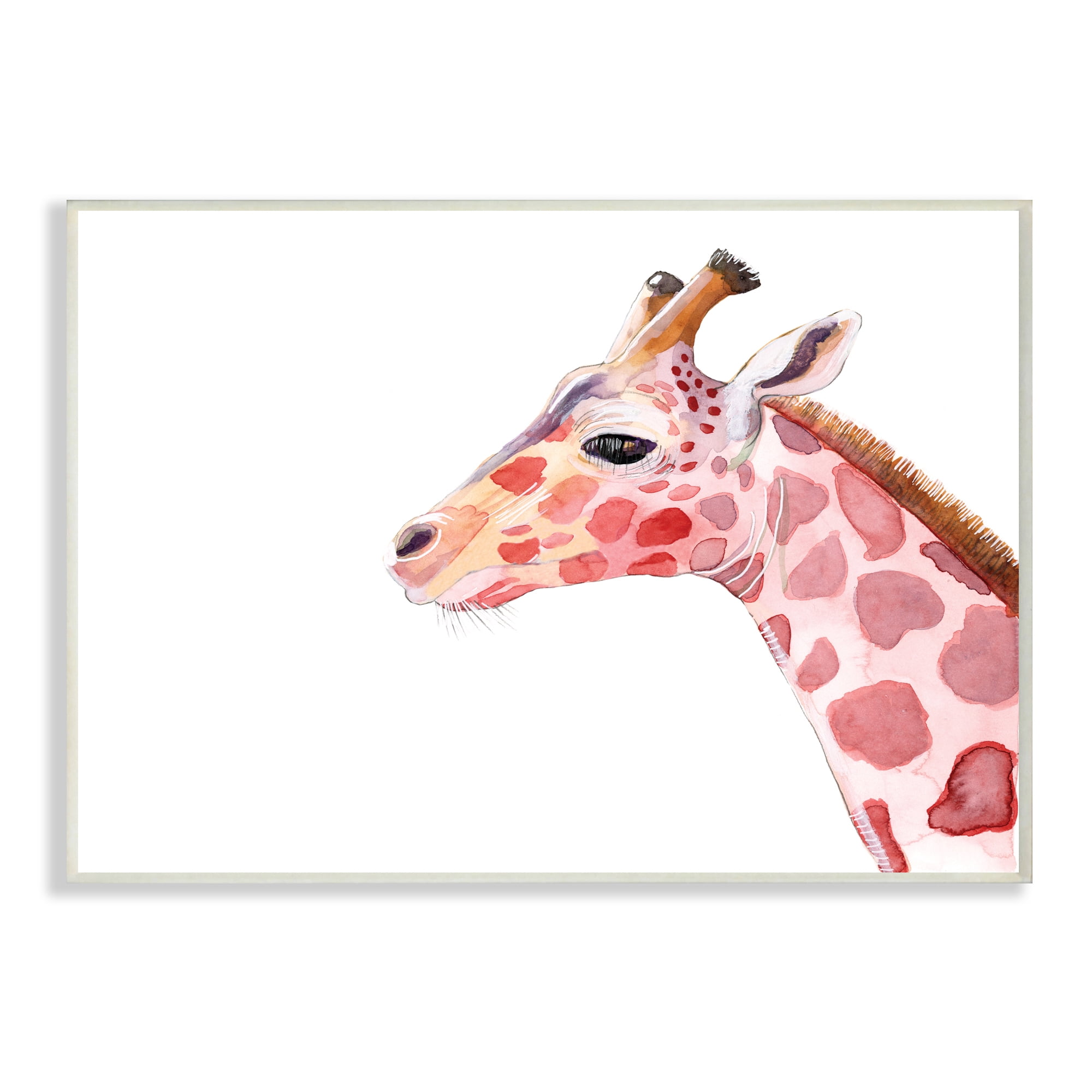 Stupell Industries Calm Giraffe Portrait Red Brown Safari Animal,10 x 15,Designed by Alicia Ludwig
