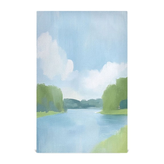 Calm Lake Painting Decorative Waffle Towel Kitchen Dishcloth 28x18in Multi-Use Tea Towel