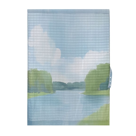 Calm Lake Painting Door Curtain 25x40in Privacy Mesh with UV Protection Tie Back Rod Pockets
