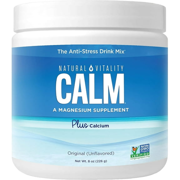 Calm Magnesium Powder Plus Calcium | 8 Ounces | Unflavored | by Natural Vitality