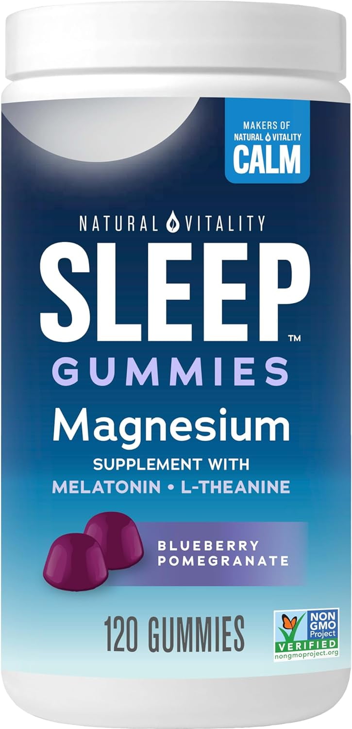 Calm Magnesium Supplement Gummies | Blueberry Pomegranate | 120 Count for Men and Women | by Natural Vitality