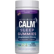 Calm Magnesium Supplement Gummies | Blueberry Pomegranate | 120 Count for Men and Women | by Natural Vitality