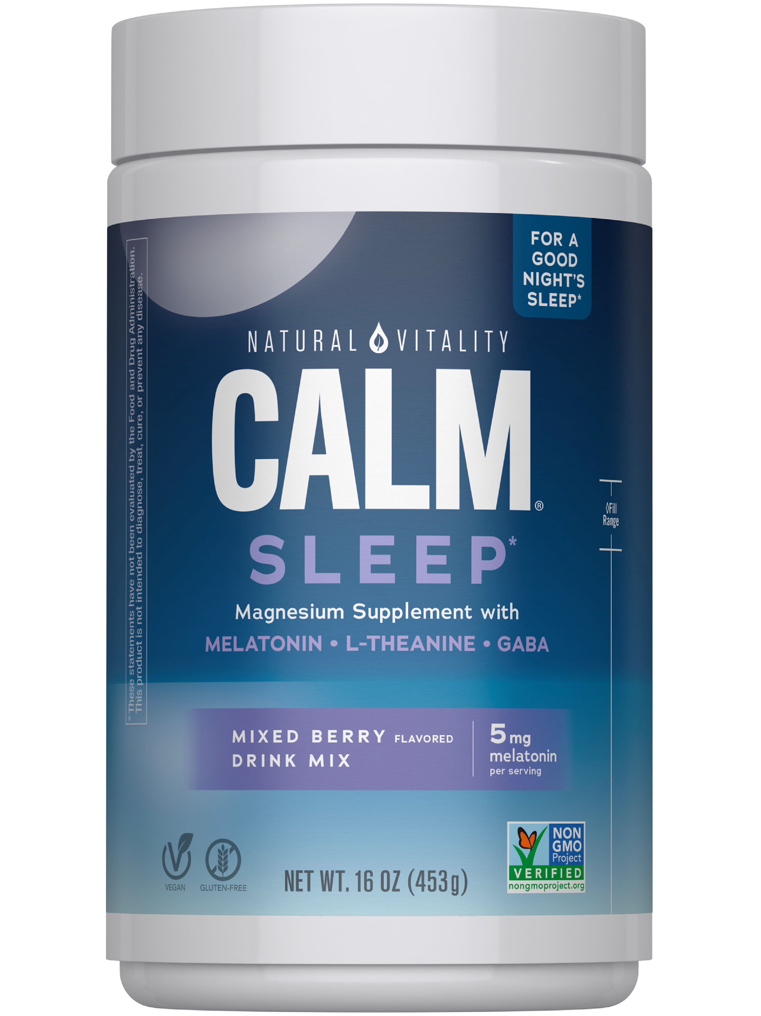Calm Magnesium Supplement Powder for Men and Women | Mixed Berry | 16 oz | by Natural Vitality