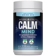 Calm Mind Magnesium Citrate + L-Theanine Powder | Unflavored Supplement | 12 oz | by Natural Vitality