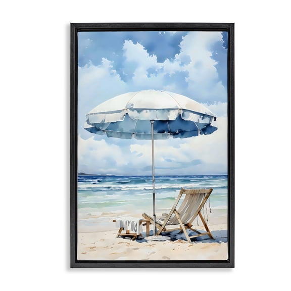 Stupell Industries Calm Ocean Waves Vacation Black Framed Floater Canvas Wall Art, design by LSR Design Studio, 25 x 17
