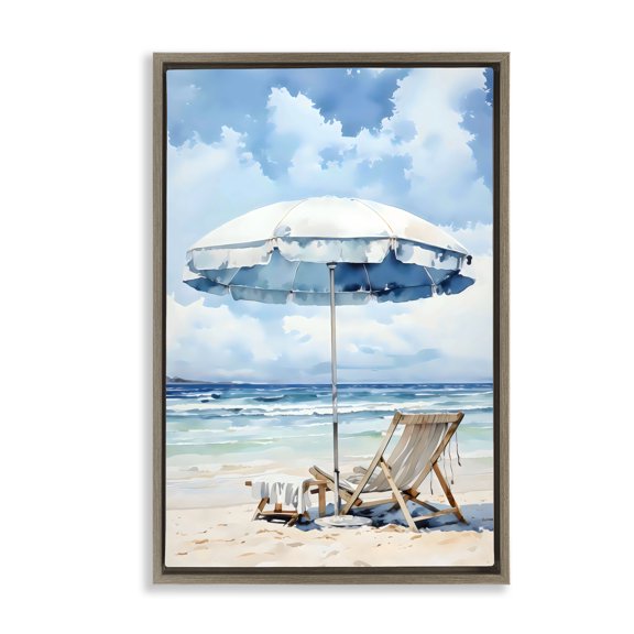 Stupell Industries Calm Ocean Waves Vacation Brown Framed Floater Canvas Wall Art, design by LSR Design Studio, 25 x 17