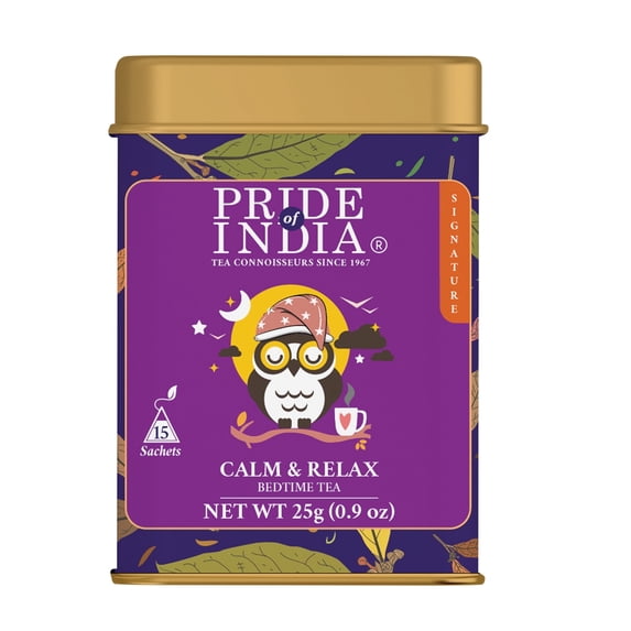Pride of India Calm & Relax Bedtime Tea, 15 Pyramid Tea Bags