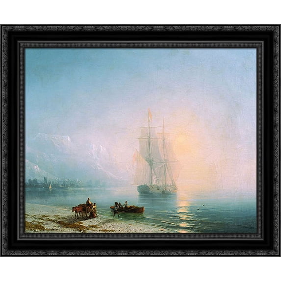 Calm Sea 24x20 Black Ornate Wood Framed Canvas Art by Aivazovsky, Ivan