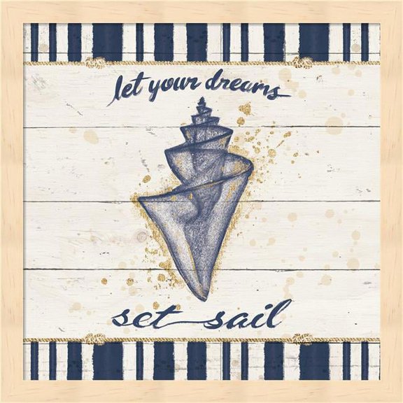 Calm Seas III Gold Rope Border by Janelle Penner, Framed Wall Art, 13.25W x 13.25H