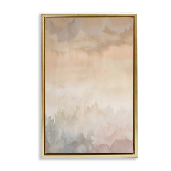 Stupell Industries Calm & Soft Colors Abstract Gold Framed Floater Canvas Wall Art, design by Creative Studio, 25 x 17