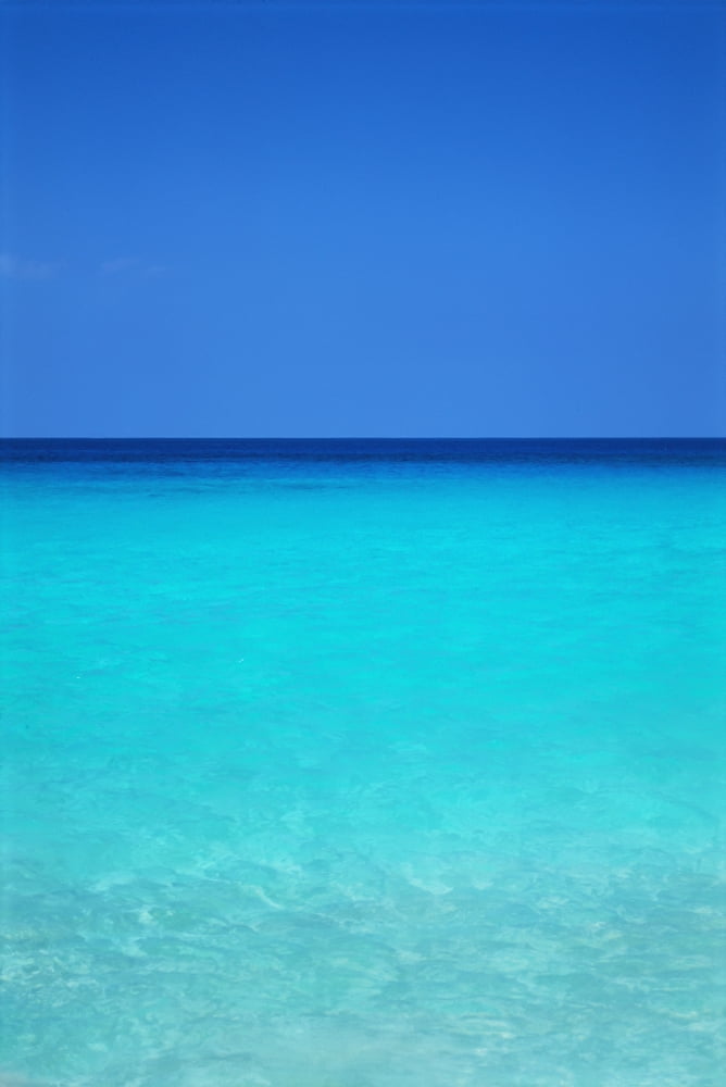 Calm Turquoise Ocean Water To Horizon Clear Blue Sky A33A Canvas Art - Greg Vaughn Design Pics (12 x 17)