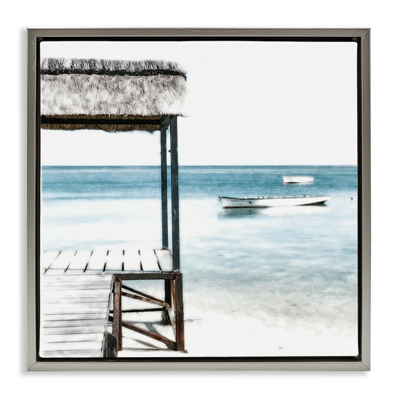Stupell Industries Calm Waters Beach Coast Gray Framed Floater Canvas Wall Art, design by Noah Bay, 25 x 25