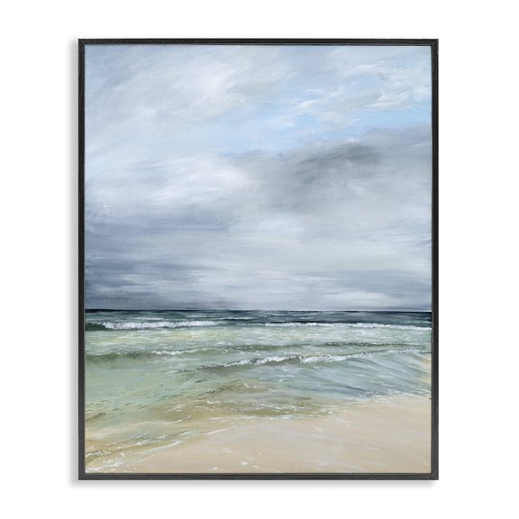 Stupell Industries Calm Waves under Cloudy Sky Black Framed Giclee Art, design by Georgie Harrison, 30 x 24