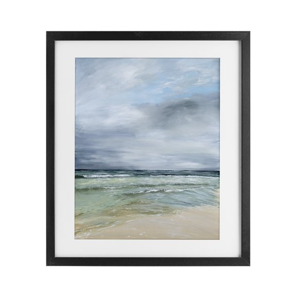 Stupell Industries Calm Waves under Cloudy Sky Black Framed Print Under Glass, design by Georgie Harrison, 21 x 17