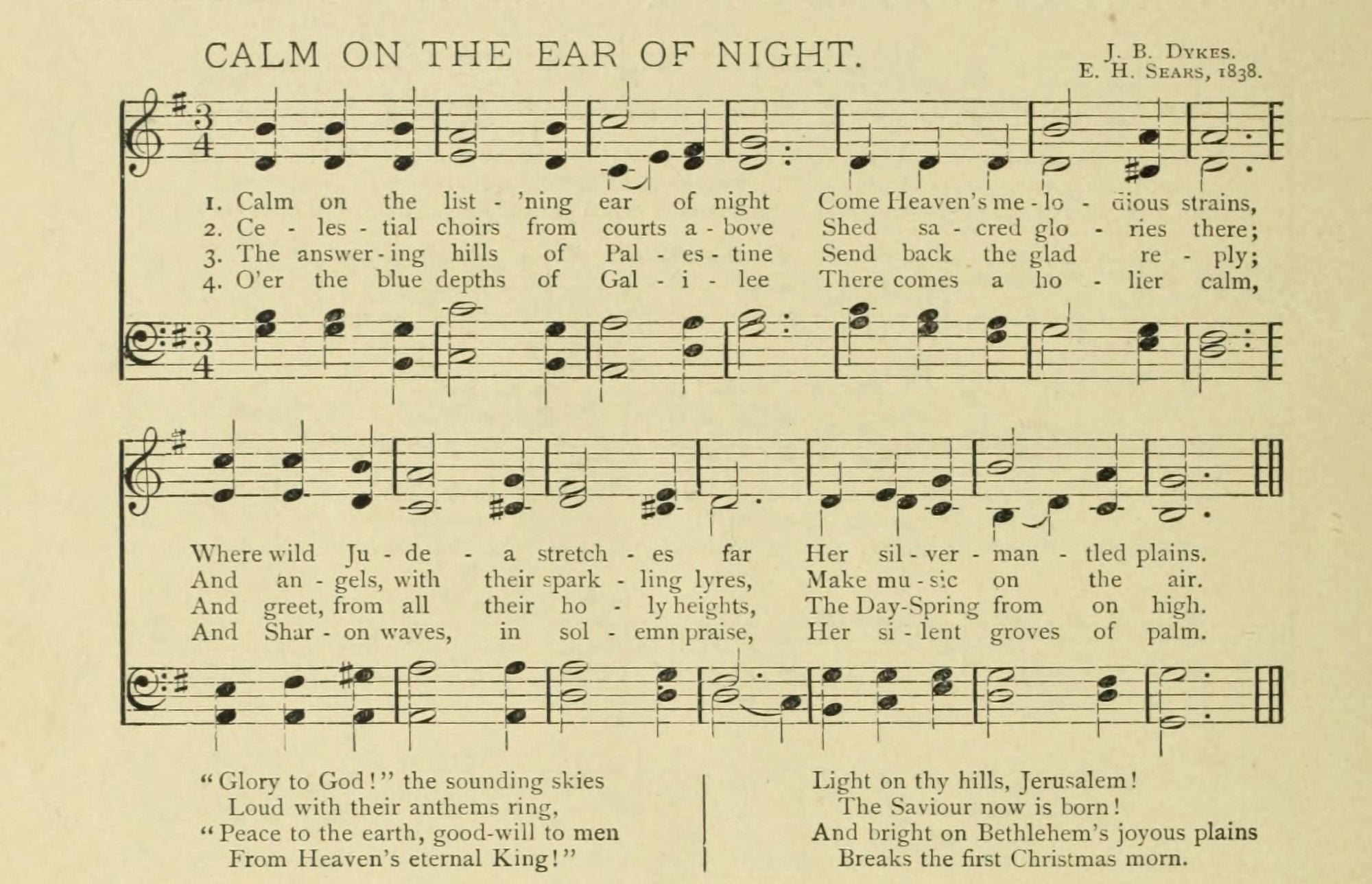 Calm on the Ear of Night Christmas in Song & Story 1891 Canvas Art - (24 x 36)