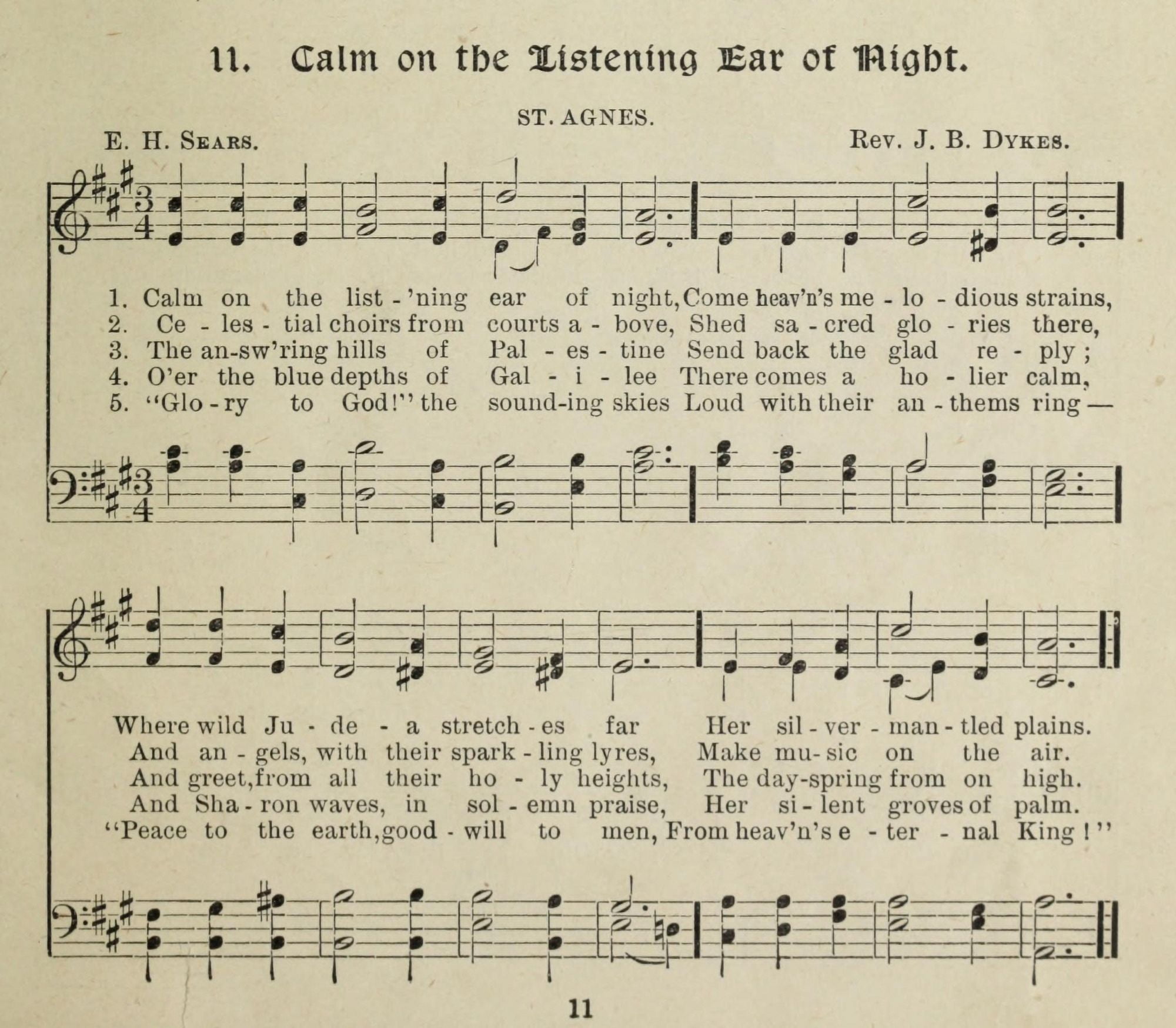 Calm on the Listening Ear of Night Arthur Sullivan (1842-1900) Gems of Christmas Carols 1910 Canvas Art - (24 x 36)
