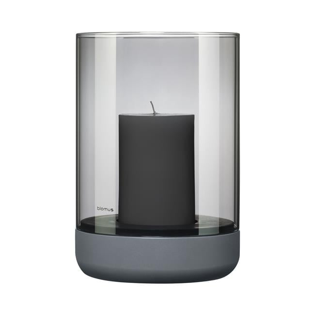 Large Steel Gray Glass Hurricane Lamp