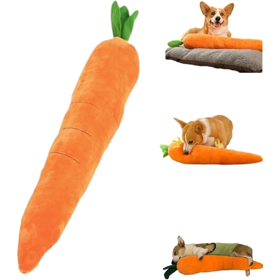 Calming Carrot Dog Toy, The Mellow Dog with Soft Squeaker, Cute Plush Dog Calming Pillow, Dog Chew Toy for Indoor (1pcs)