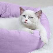 Calming Cat Beds with Pillow for Small Medium Dogs and Cats, Round Dog Puppy Cuddler Cozy Bed, Washable Fluffy Plush Pet