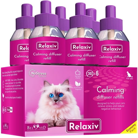 Calming Cat Diffuser Refill & Anti Anxiety Pet Products - Feline Calm Pheromones & Cats Comfort - Stress Relief Help with Pee, New Zone, Aggression, Fighting with Dogs & Behavior Control