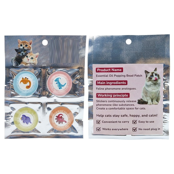 Calming Cat Pheromone Patch, Anxiety Relief Stress Reduction for Cats, Feline Calming Diffuser Alternative, Plant Essential Oil Soothing Sticker for Travel Vet Visit New Environment
