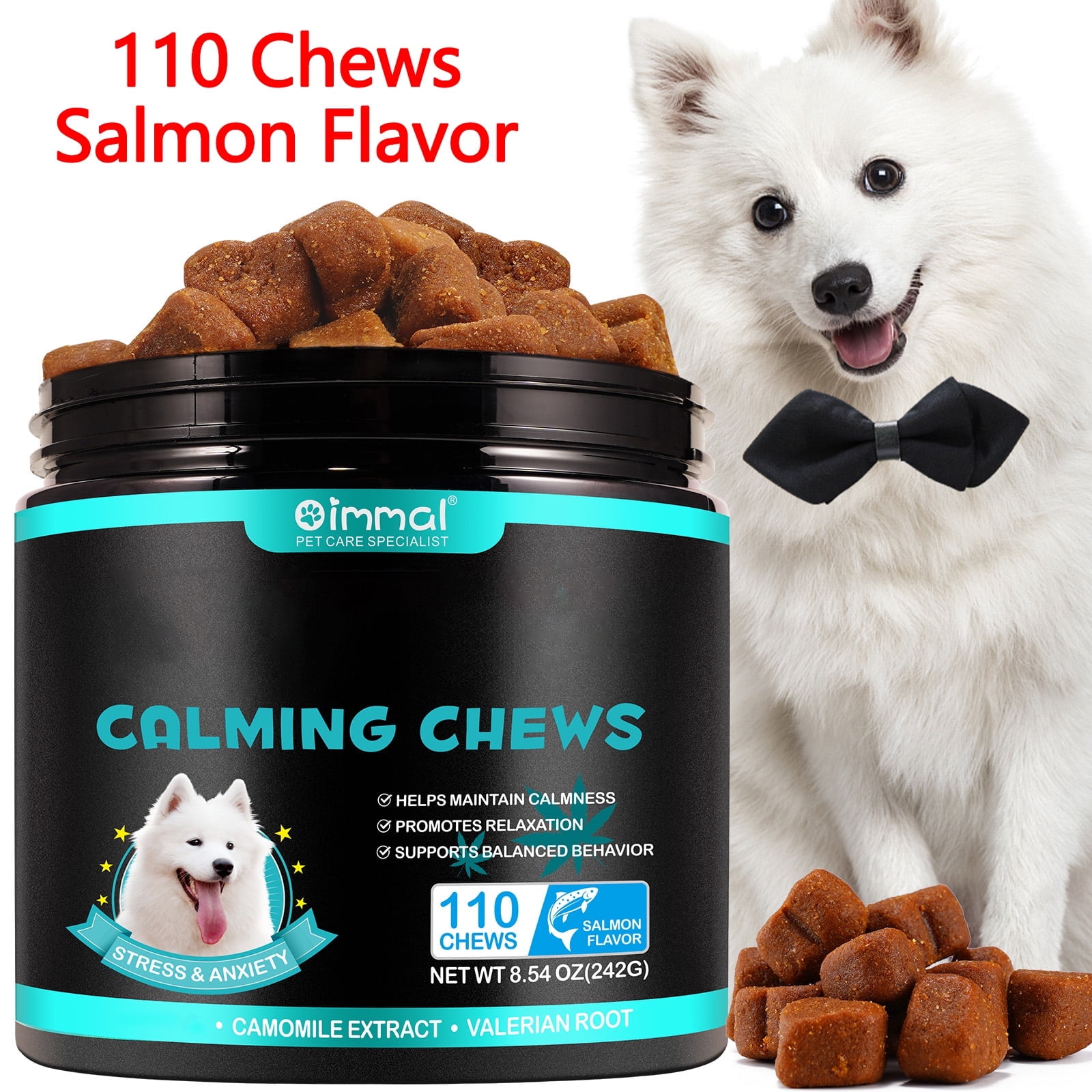 Calming Chews for Dogs 110 Chews (Salmon Flavor),for All Breeds & Sizes