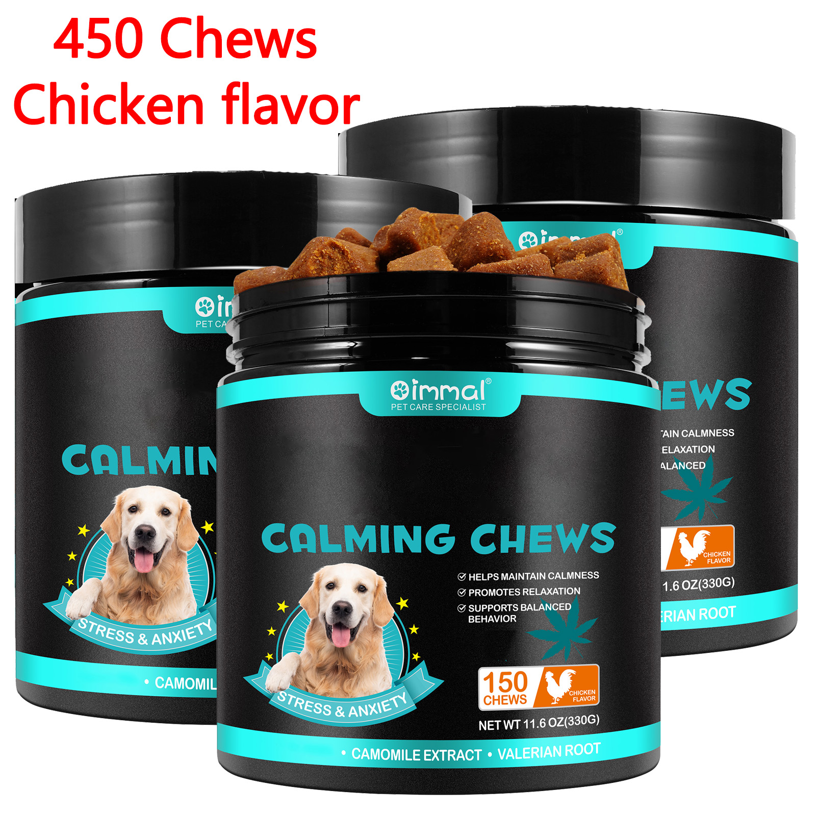 Calming Chews for Dogs 450 Chews(Chicken Flavor),for All Breeds & Sizes